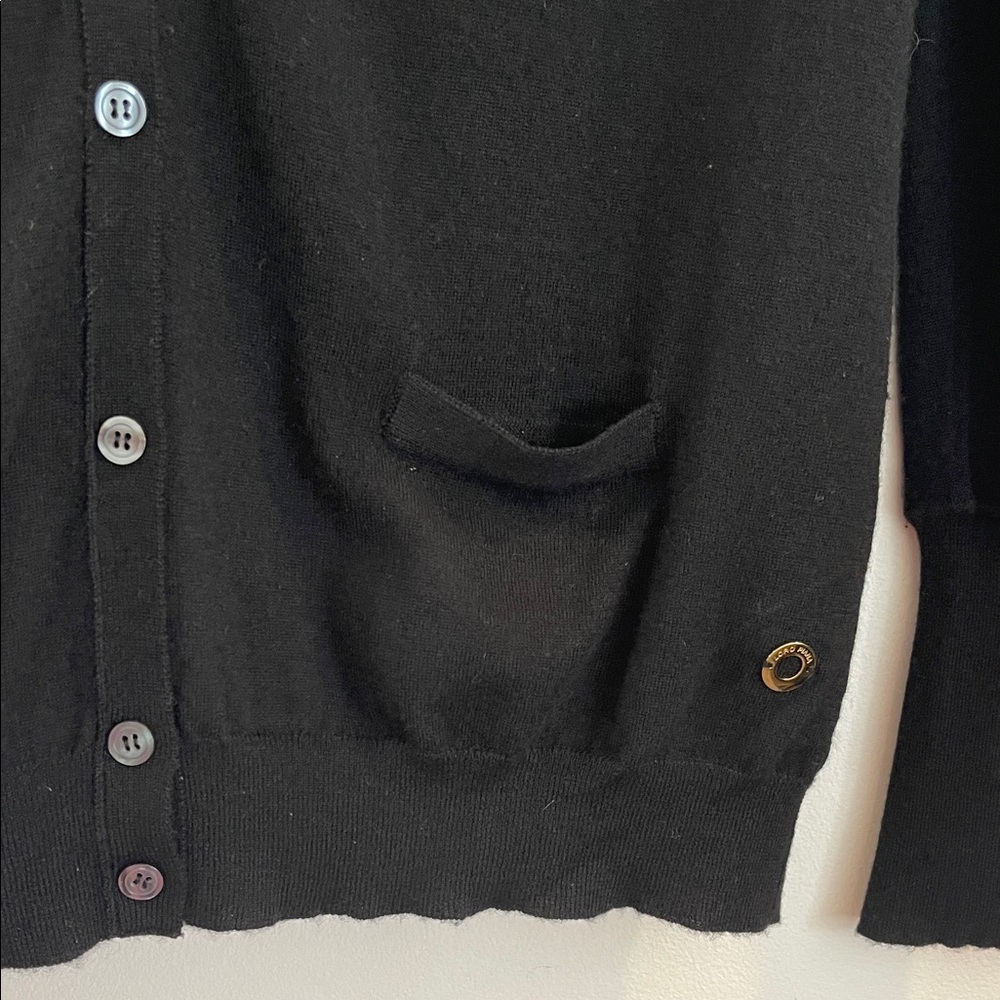 LORO PIANA 100% Cashmere Long V-neck Cardigan Black size 48 fits Medium to Large - Picture 2 of 8